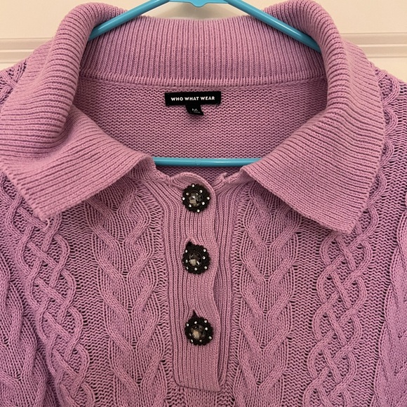 Women's Magenta Cable Knit Sweater - Picture 2 of 3
